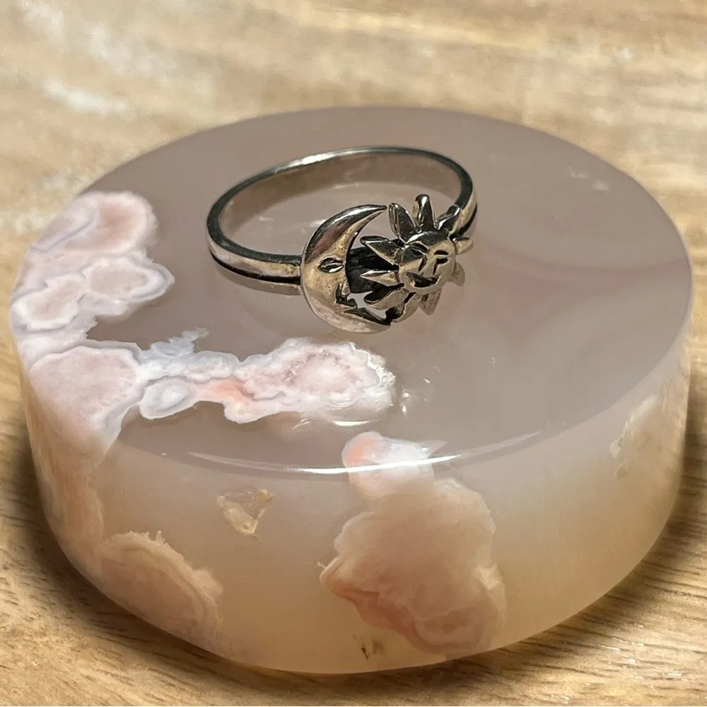 Moon & Star Face 925 Sterling Silver Ring - Image 5