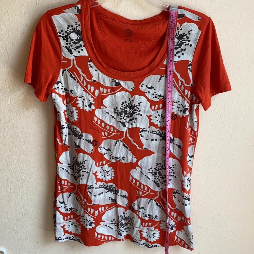 Tory Burch Pima Cotton Flower Print T Tee Shirt S - Image 10