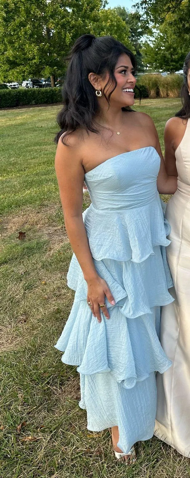 Strapless ruffle midi dress - Image 4