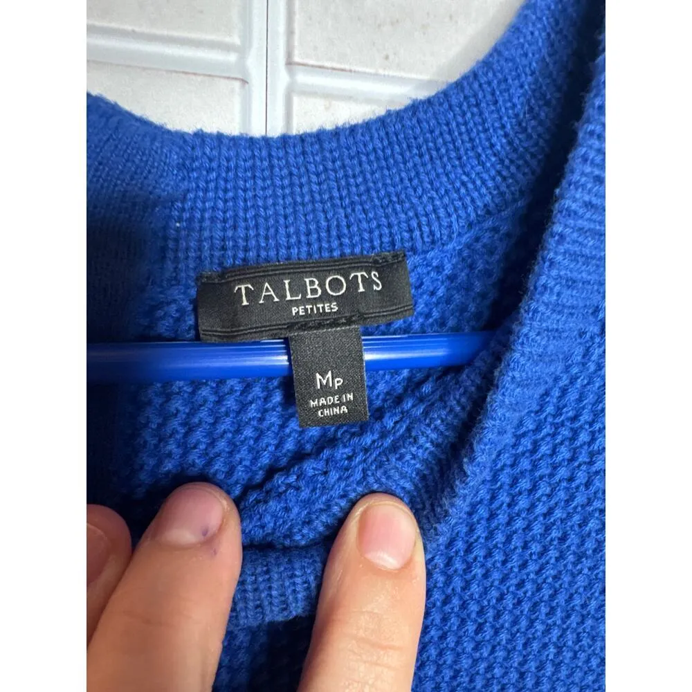 Talbots Red White and Blue Petite Medium 100% Cotton Crocheted Sweater - Image 2