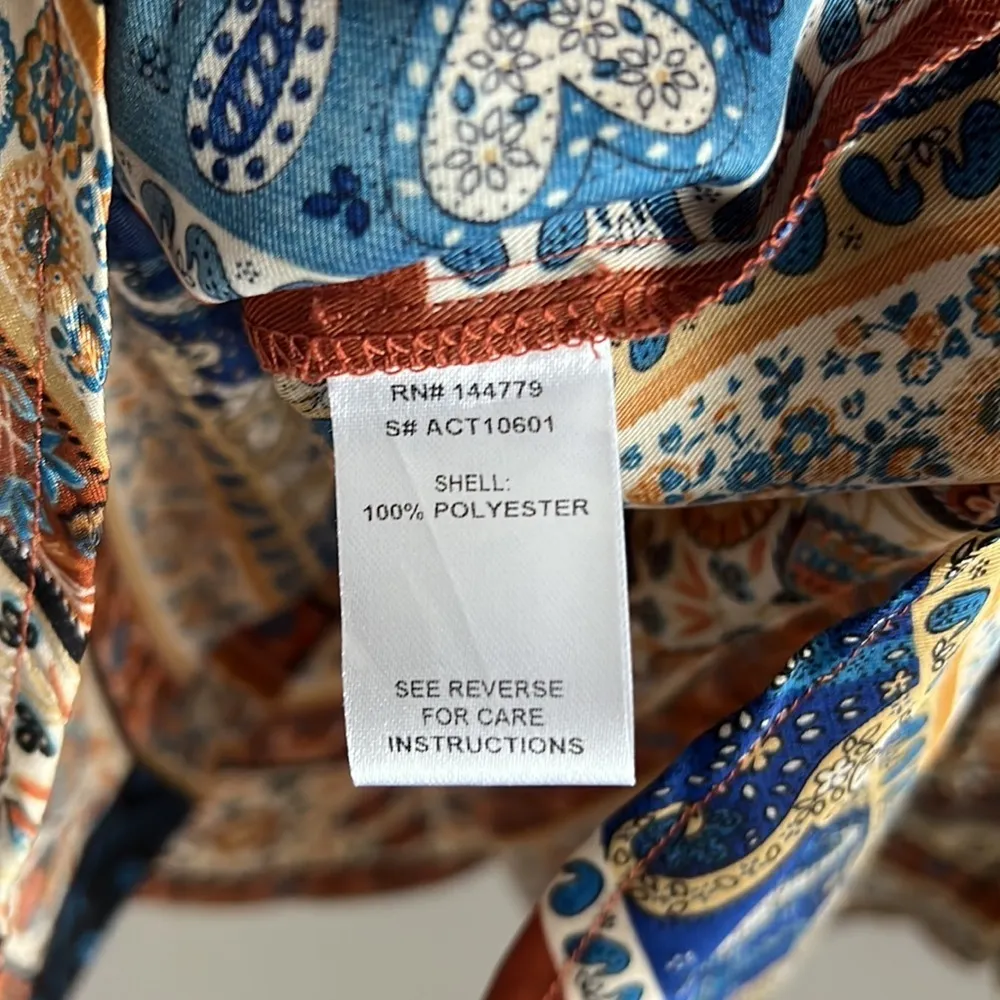 Rumours Handkerchief Front Button Silky Collared Top Oversized Boho Layering Size M - Image 7