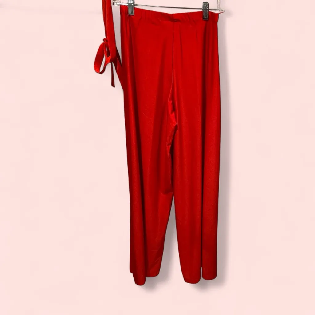 Groovy vintage 70’s Elles Belles fire red super wide bell bottoms pull on pants - Image 5