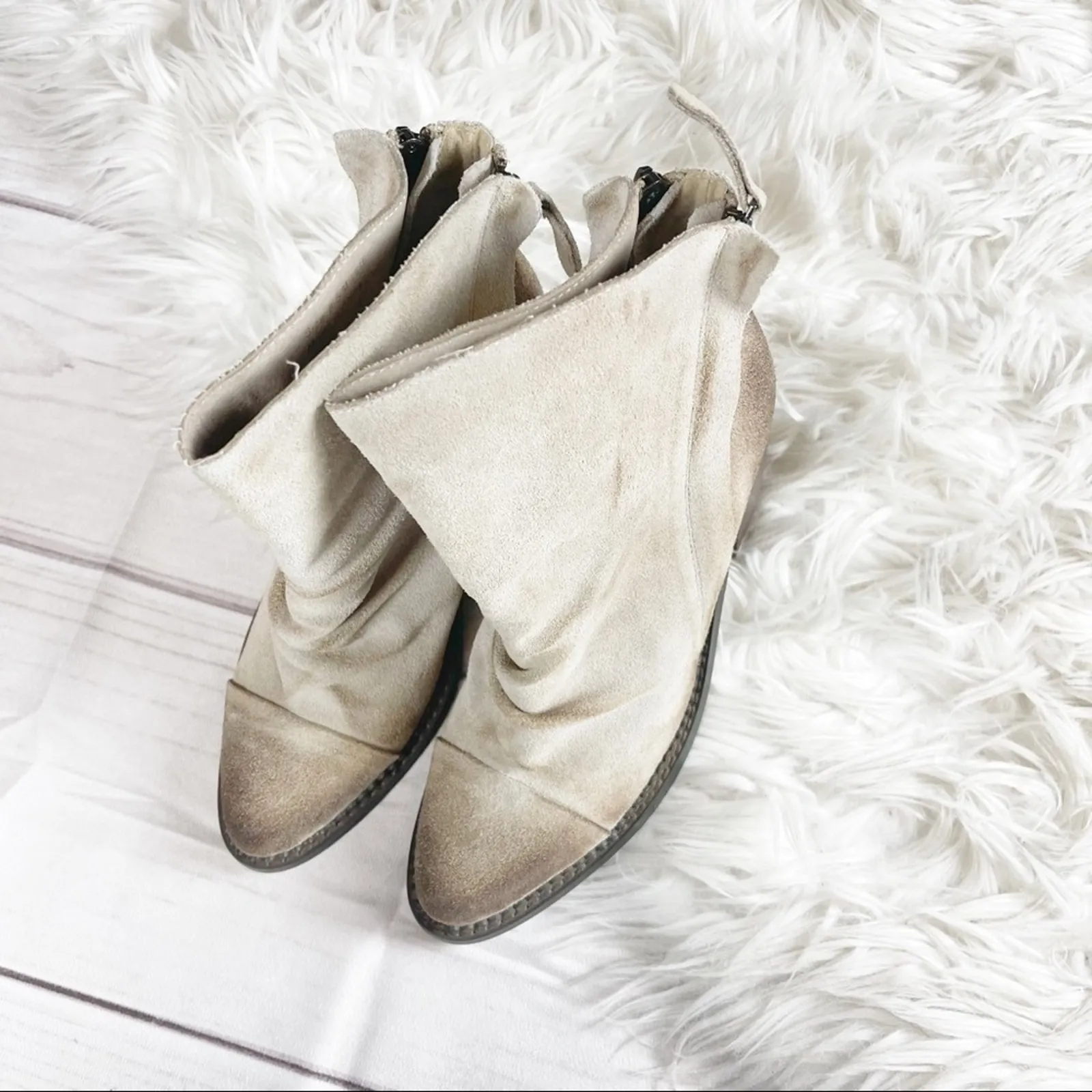Sbicca - Millie Women's Suede Leather Ankle Booties in Beige‎ Size 8.5 - Image 4
