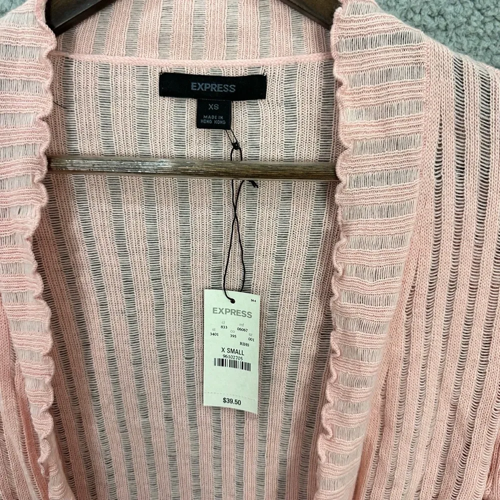 Vtg Y2K Express Open Front Cardigan‎ Womens XS Pink Lightweight Fairy Coquette - Image 3