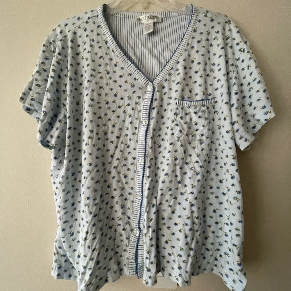 Carole Hochman Floral Print Pajama Sleep Set Size L Color Blue - Image 2