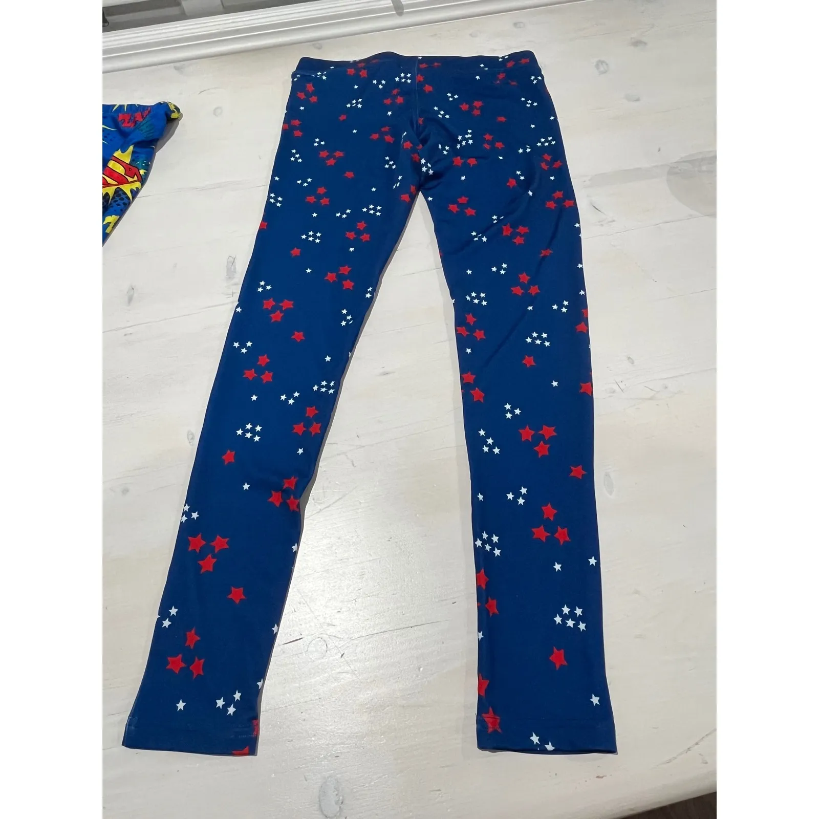 Lot of 2 leggings Tipsy Elves‎ Size S Blue Red White & Comic Book Superman - Image 11
