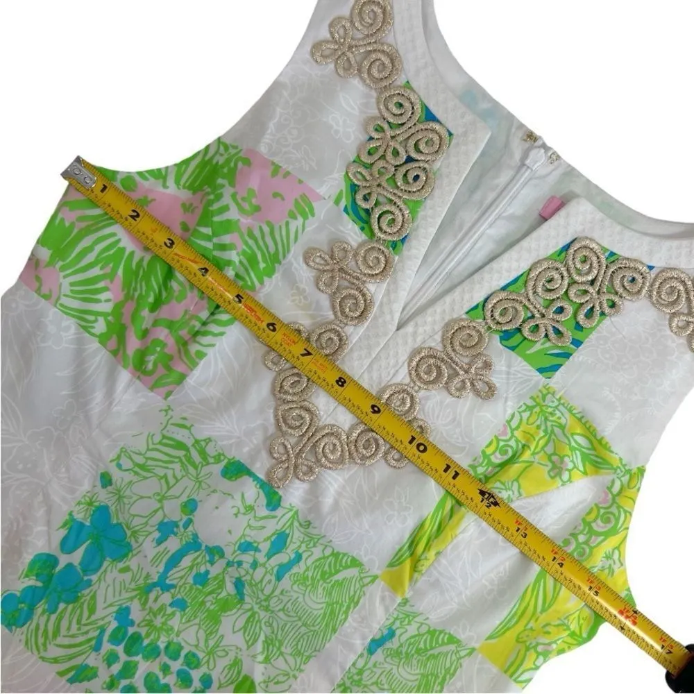 Lilly Pulitzer Janice Mini Dress Gold Lace Lioness Patchwork - Image 11