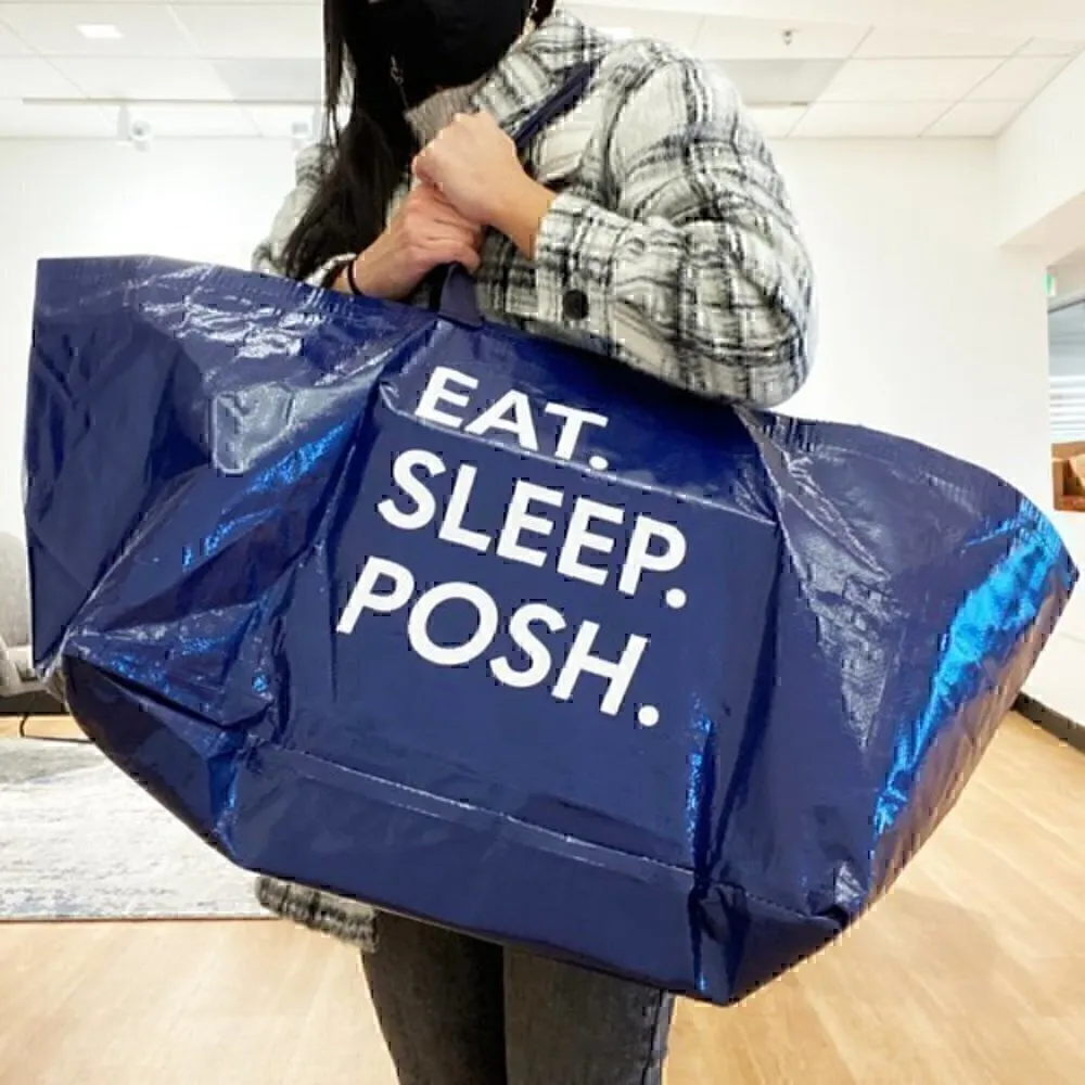 Oversized Double Handle Tote Blue - Image 8