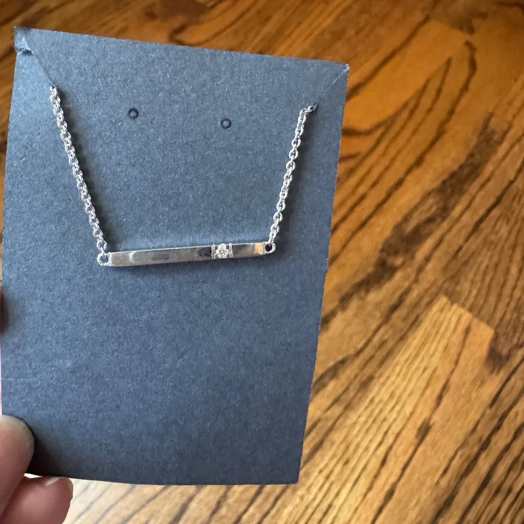 Brilliant Earth Sterling Silver Bar Necklace with Diamond - Image 2