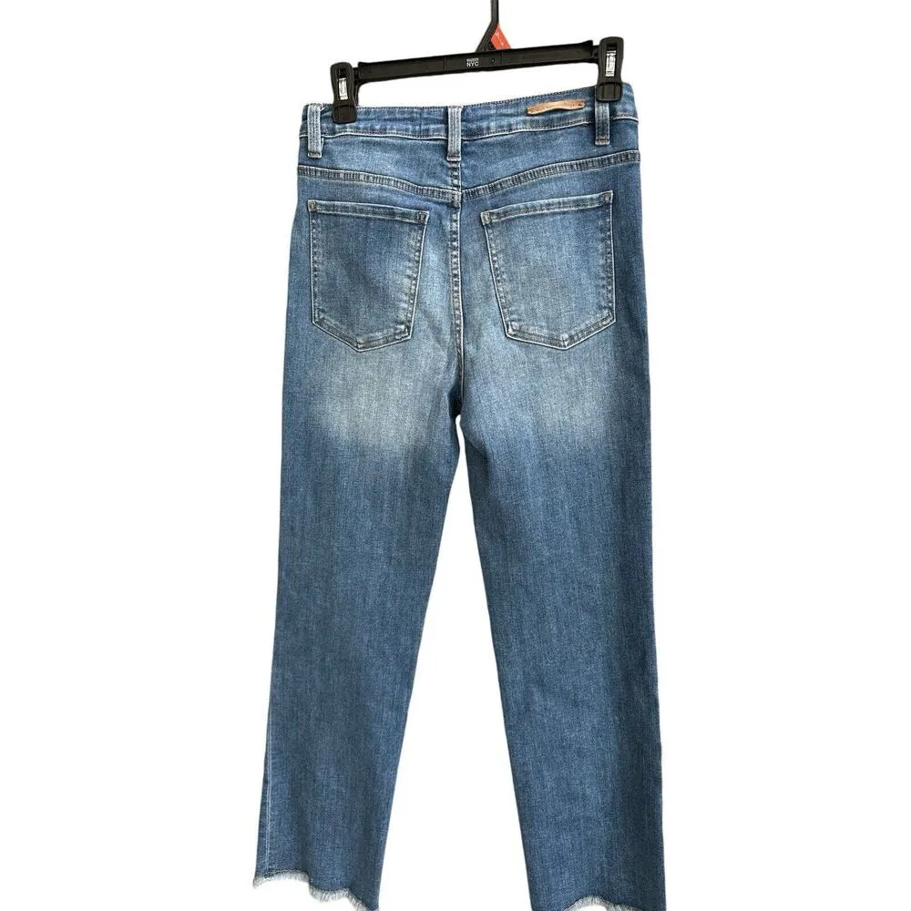 Soft Surroundings Womens Jeans M Distressed Light Wash Denim Pull On Casual Sz 4 - Image 2