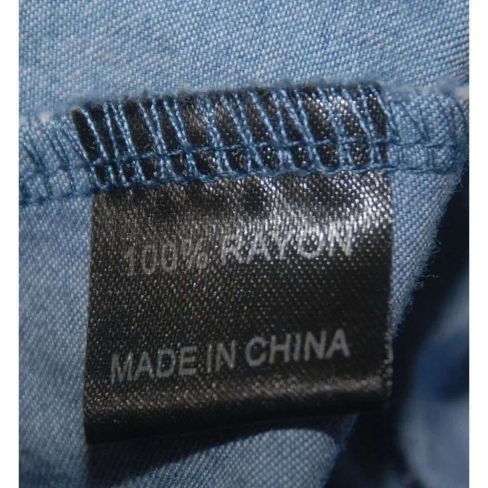 Southern Stitch Blue Blouse Shirt Top Size XL Embroidered Floral Bell Sleeves - Image 12