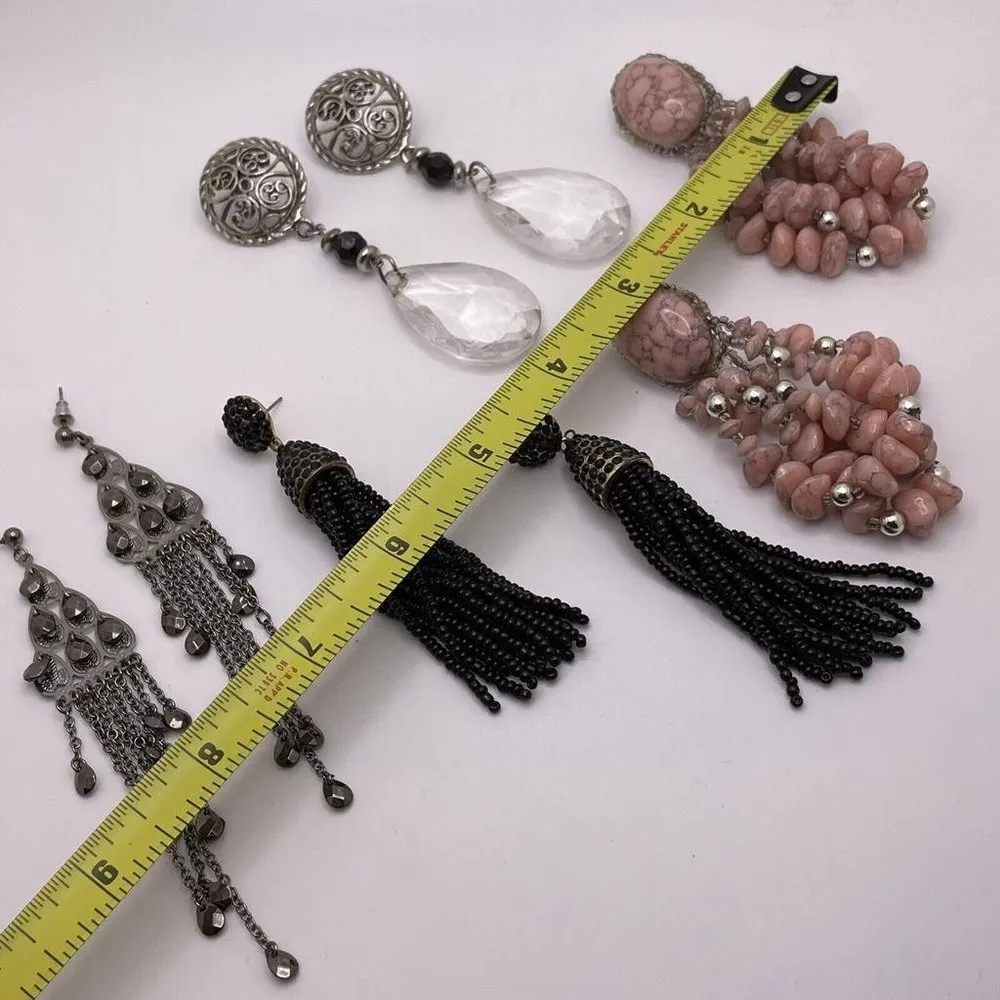 Lot Of 4 Costume Earrings Pierced Dangle Drop Women’s Long Statement 1 Handmade - Image 8