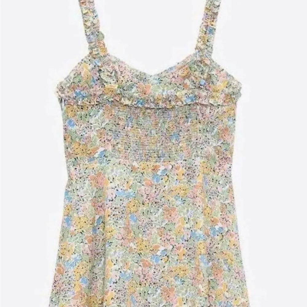 Zara Floral Printed A Line Ruffle Summer Mini Dress S - Image 10