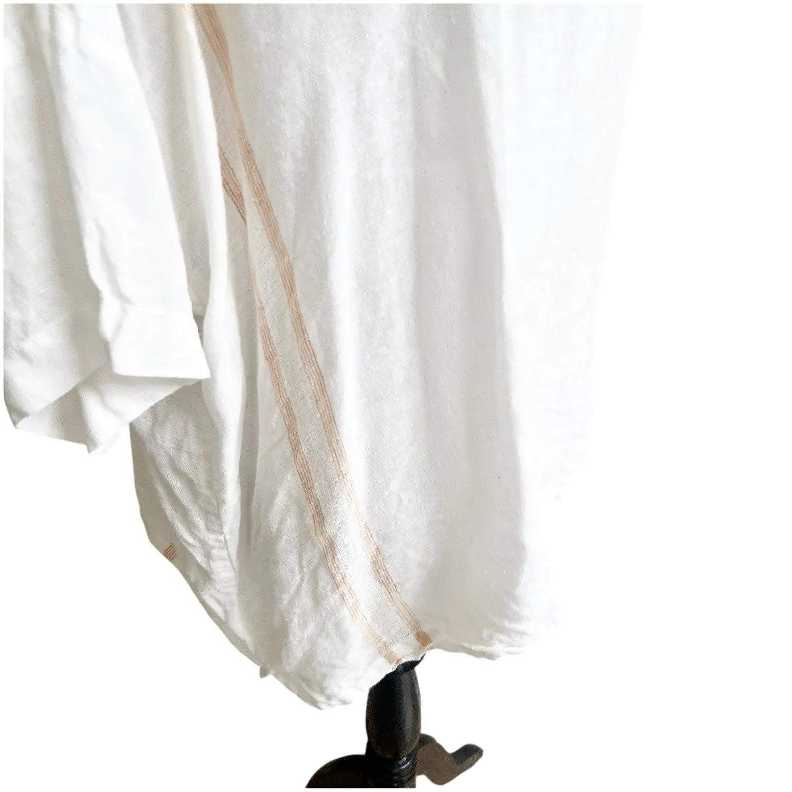 Eskandar Women’s Linen Tunic Boxy White Tan Colorblock Size XS Oversized Beach - Image 3