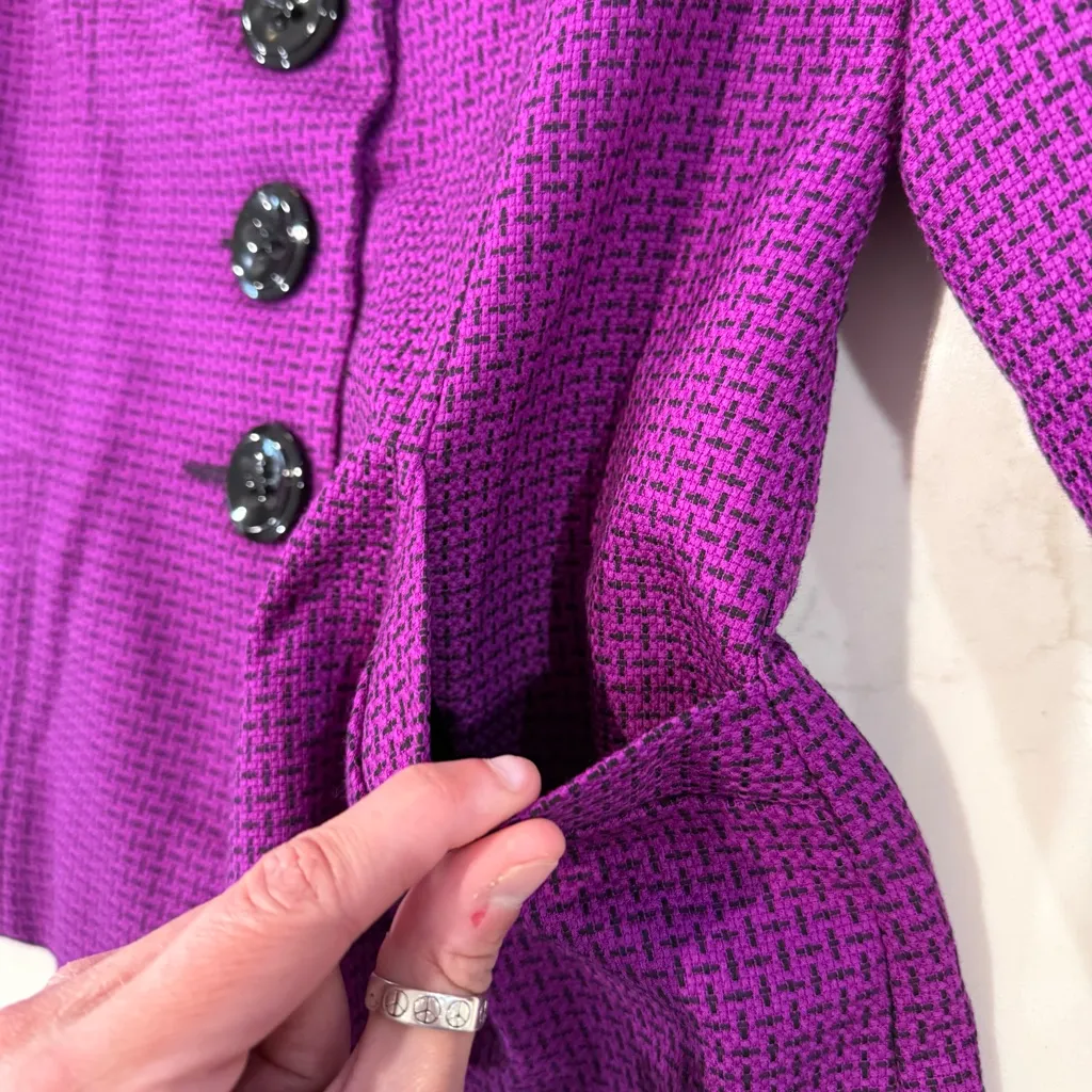 Vintage Mary Kay Consultant Tweed Blazer Jacket Women’s 8Reg Purple/Black Career Purple Size 8 - Image 3