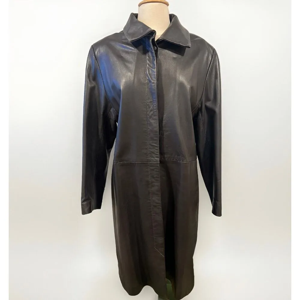 Bettina Rizzi Buenos Aires Brown Soft Long Leather Minimalist Jacket size S/M - Image 4