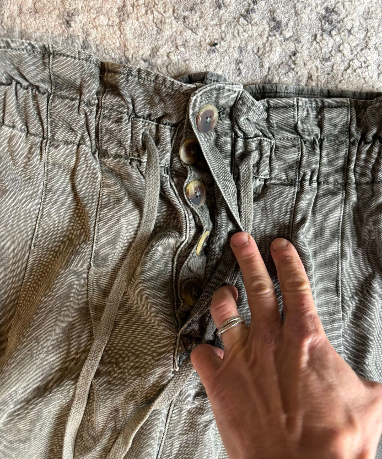 Army Green Paper Bag Style Pants Woman's Size S - Image 3