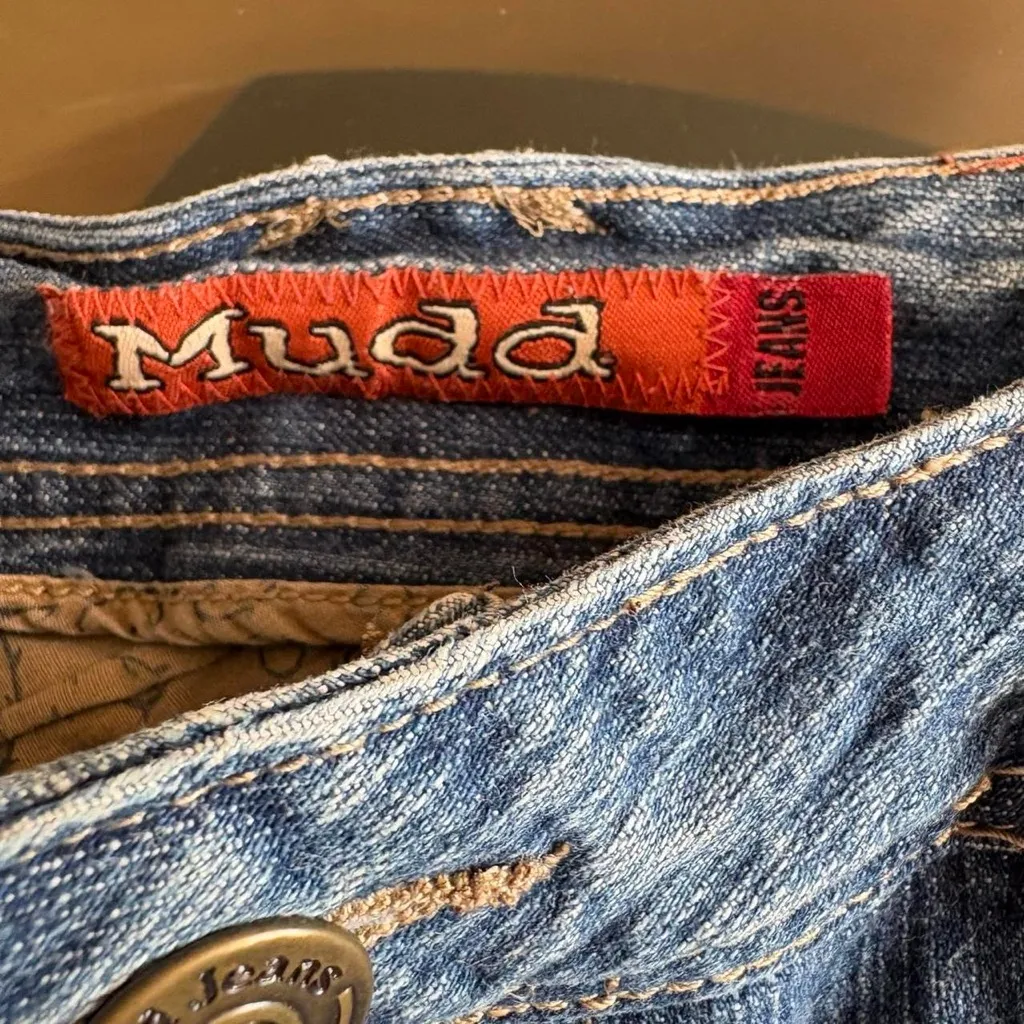 Vintage 90s y2k Mudd Jeans fairy grunge denim godet paneled raw hem midi skirt Blue Size M - Image 6