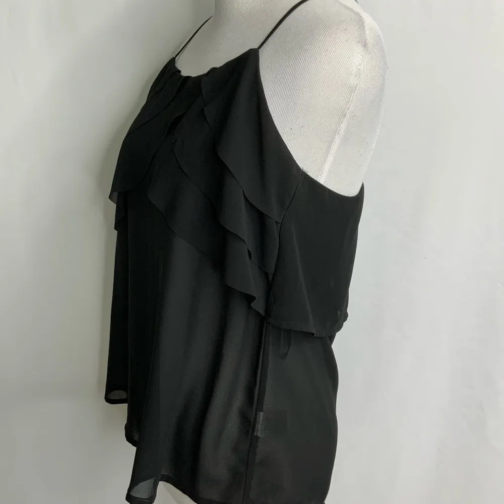 Ya Los Angeles SemiBlack Sheer Ruffle Cami Small - Image 4