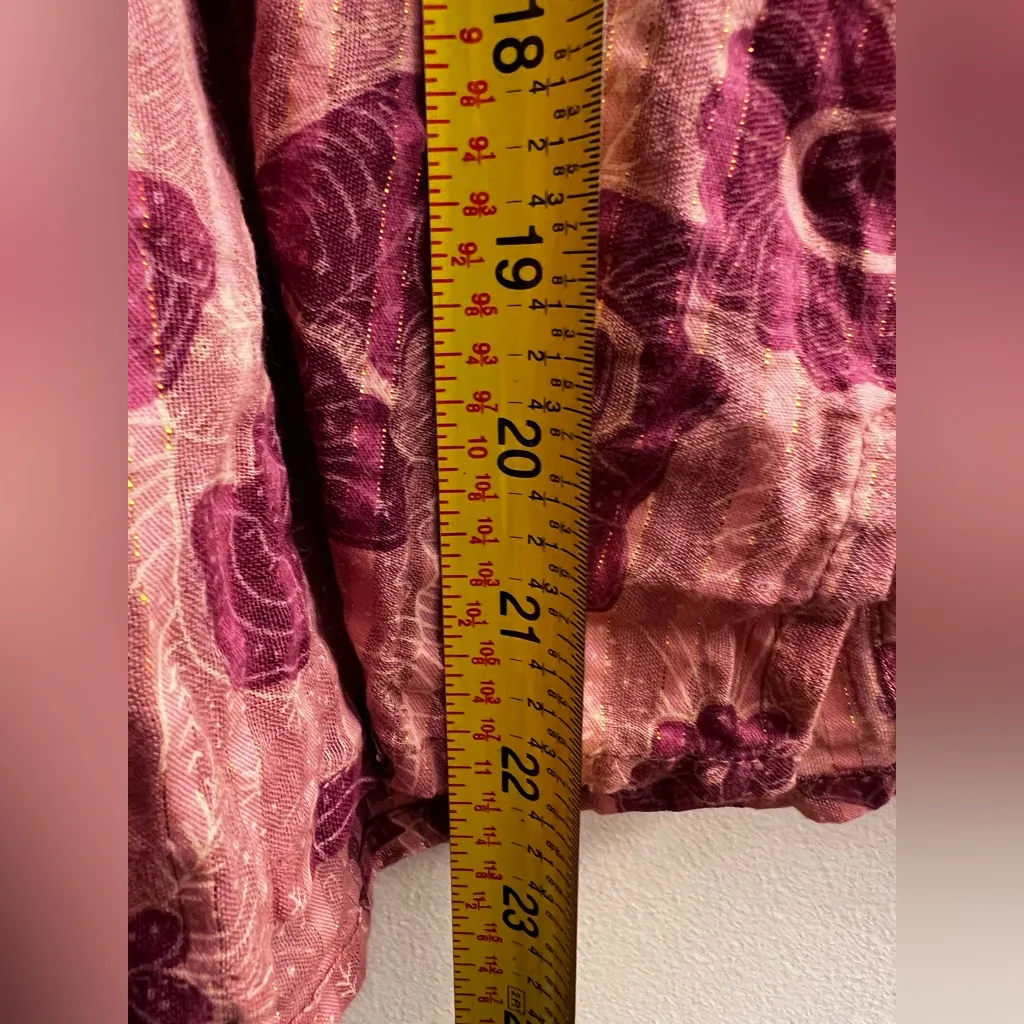 Cleobella Remmy Blouse Batik Print pink floral long sleeve ruffle Organic cotton - Image 7