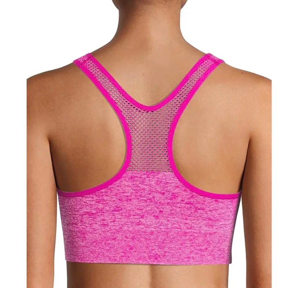 Avia Womens Seamless Sports Bra Size XL Minimum Support Pads Pink White New - Image 6