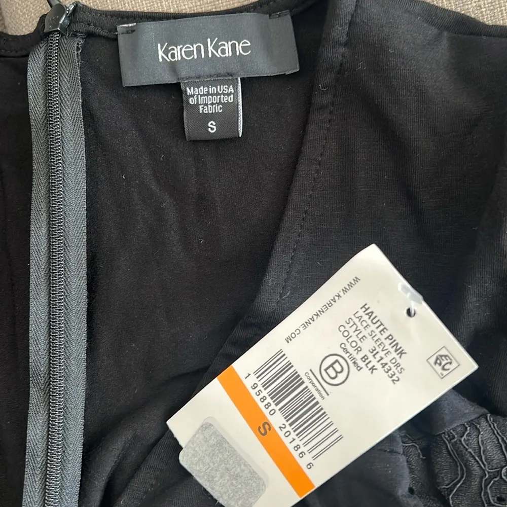 Karen Kane Lace V-Neck Midi Dress w/Lace Sleeves in Black, Size S New w/Tag $158 - Image 13