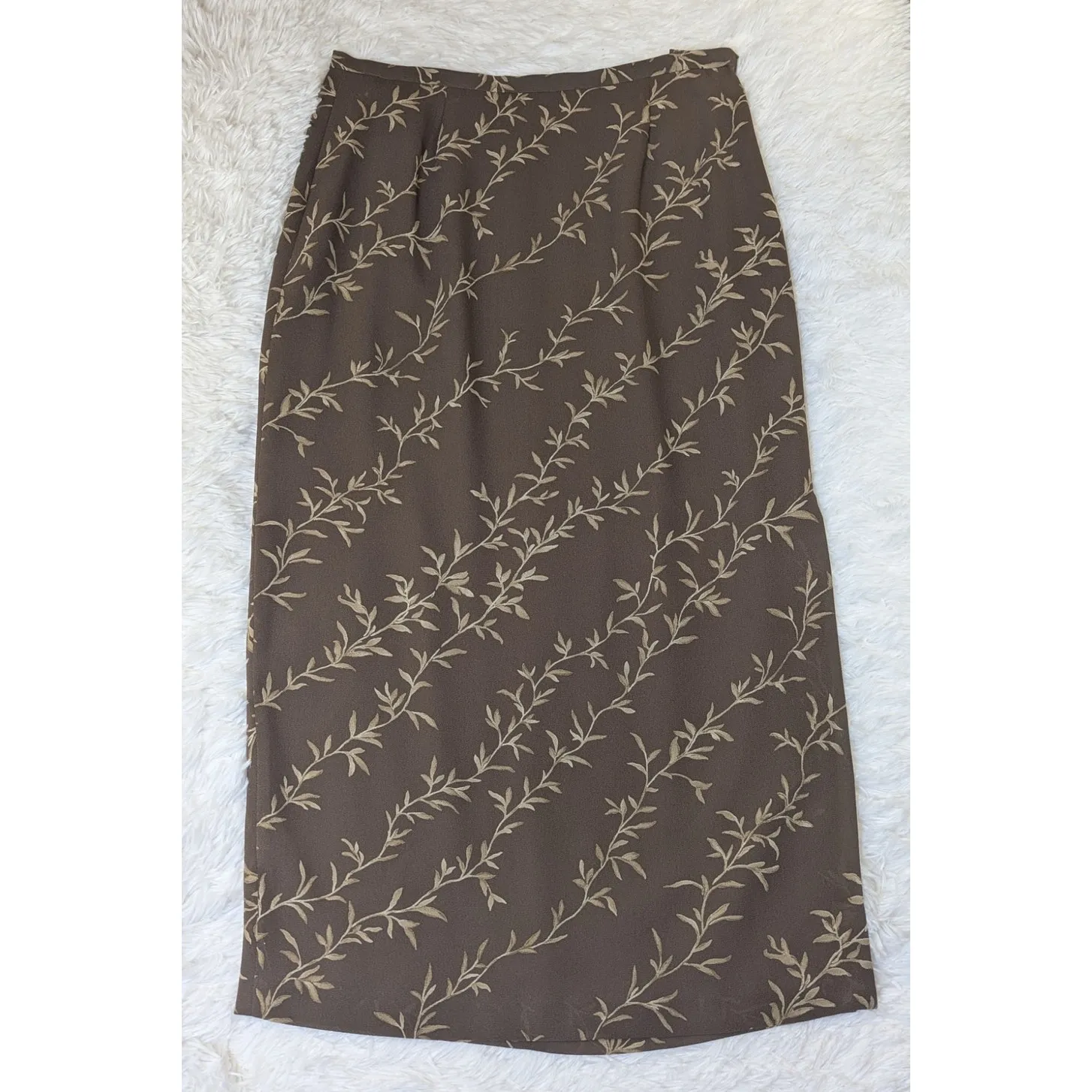 Y2K Vintage Josephine Chaus Petite Brown Midi Skirt Size 12P - Image 12