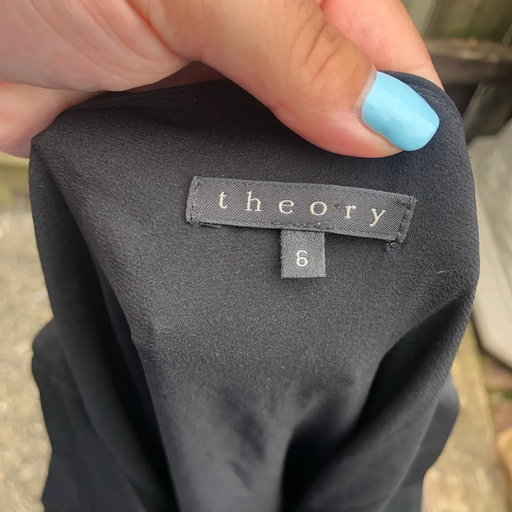 THEORY JAYLYN ROVE BLACK DRAPE MINI DRESS - Image 4