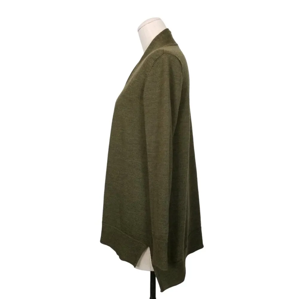 Eileen Fisher Open Front Cardigan Olive Green Sz Small - Image 2