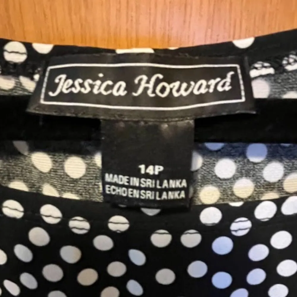 Jessica Howard Sleeveless Polka Dot Midi Dress Womens Size 14 Petite - Image 3