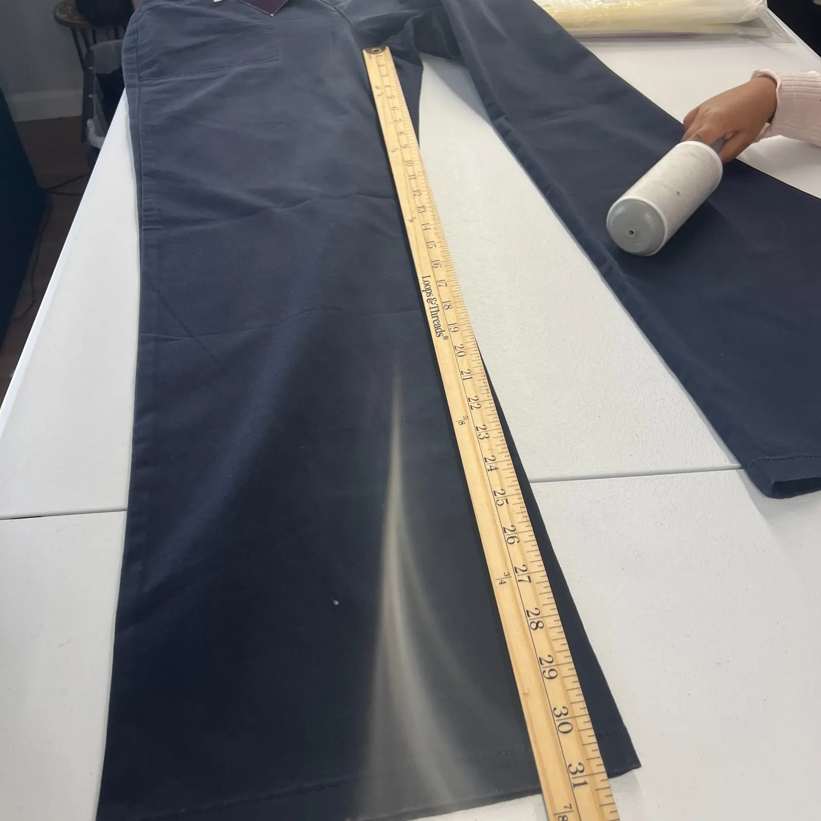 Gloria Vanderbilt Ankle Pants Womens 8 Navy Blue Cotton Stretch Straight Leg - Image 11