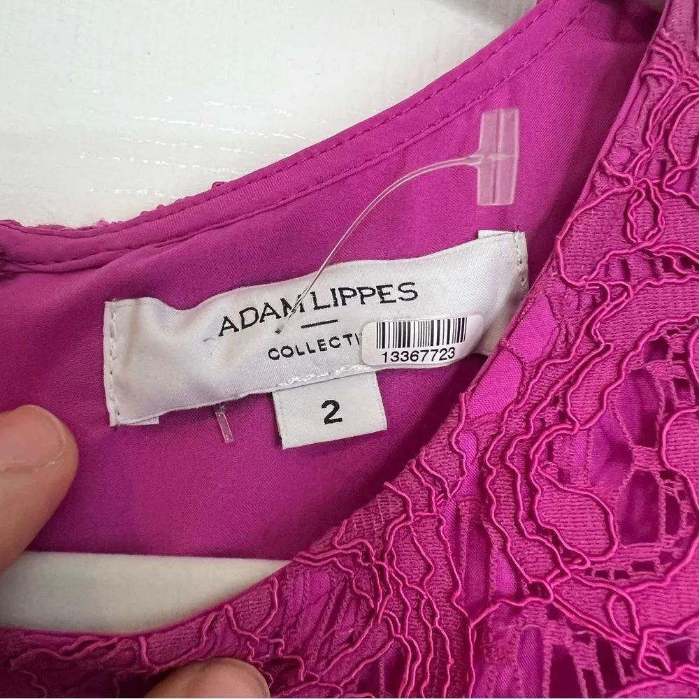 Sz 2 Adam Lippes Collective Long Sleeve Trapeze Pink Lace Dress $445 MSRP - Image 9