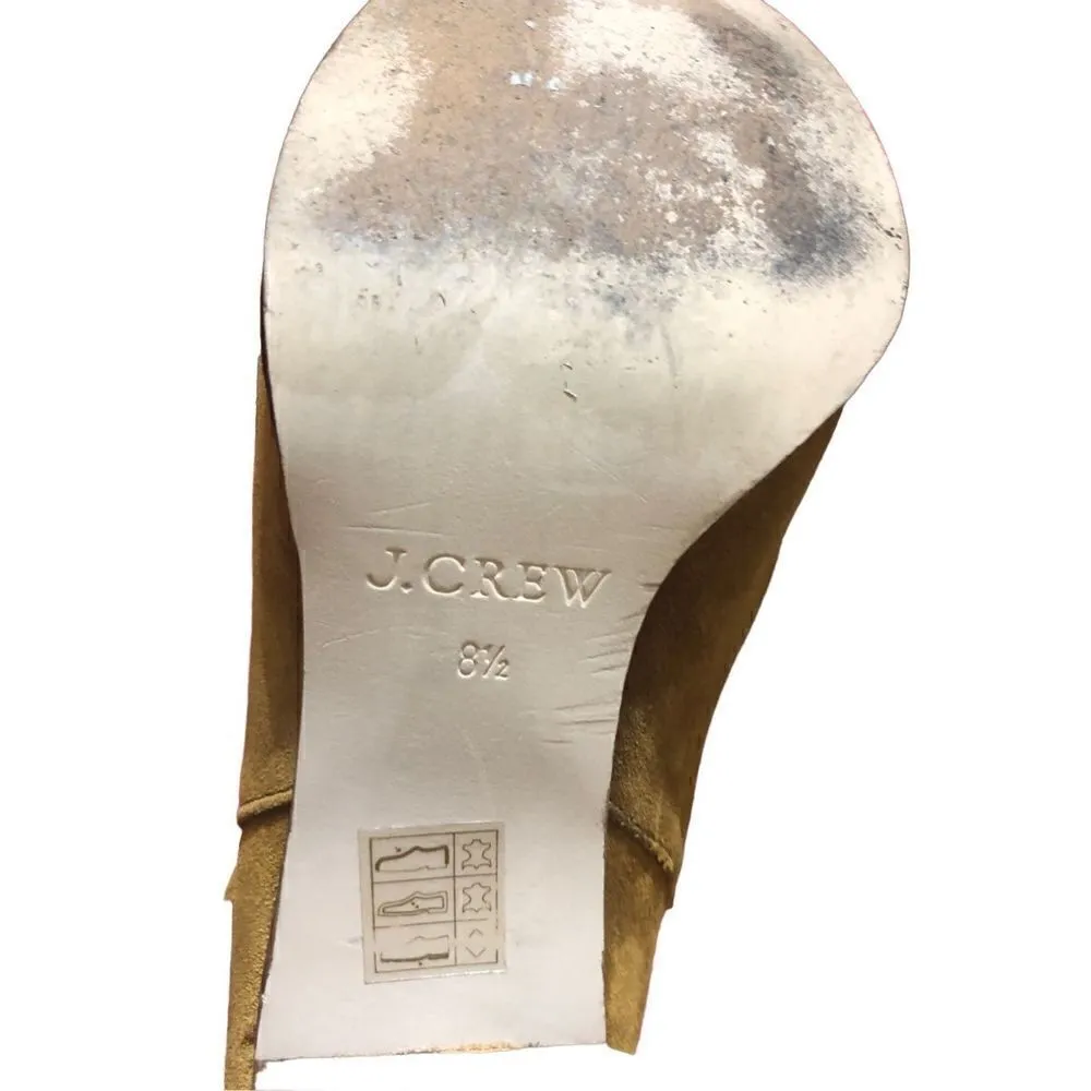 J Crew  Suede Wraparound Buckle Ankle Boots, Vintage Amber block heel - Image 9