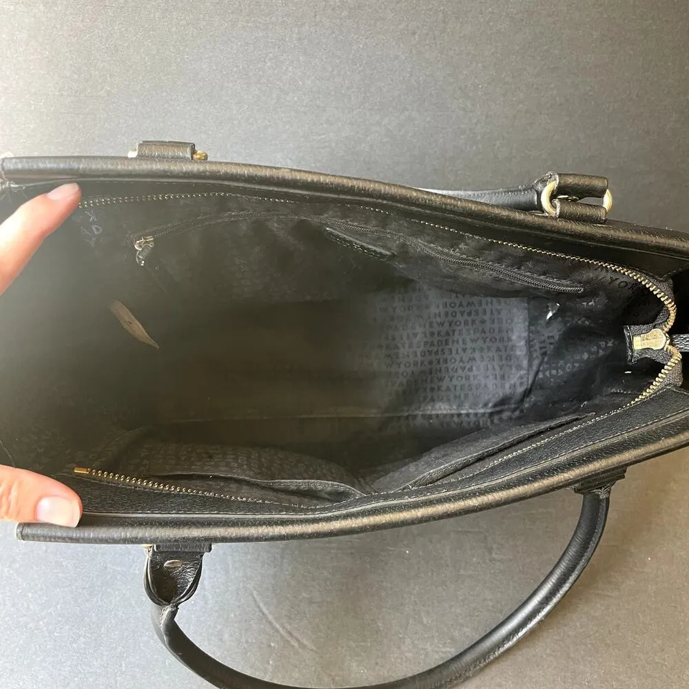 Kate Spade Camryn Black Leather Satchel Purse Bag Tote - Image 10