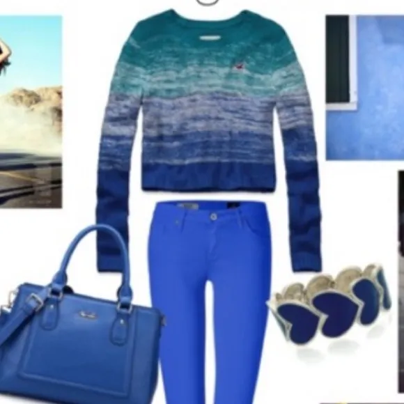 Hollister VINTAGE Ombré Blue Crewneck Sweater - Image 8
