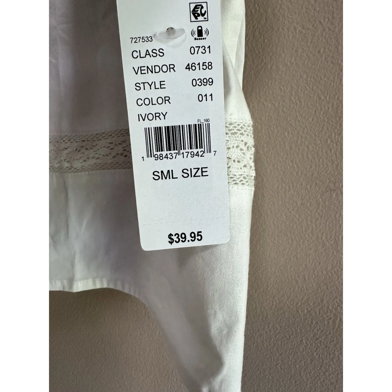 Pacsun LA Hearts‎ NWT White Tie Front Cotton Blouse Crop Lace Boho Romantic Sz S - Image 7