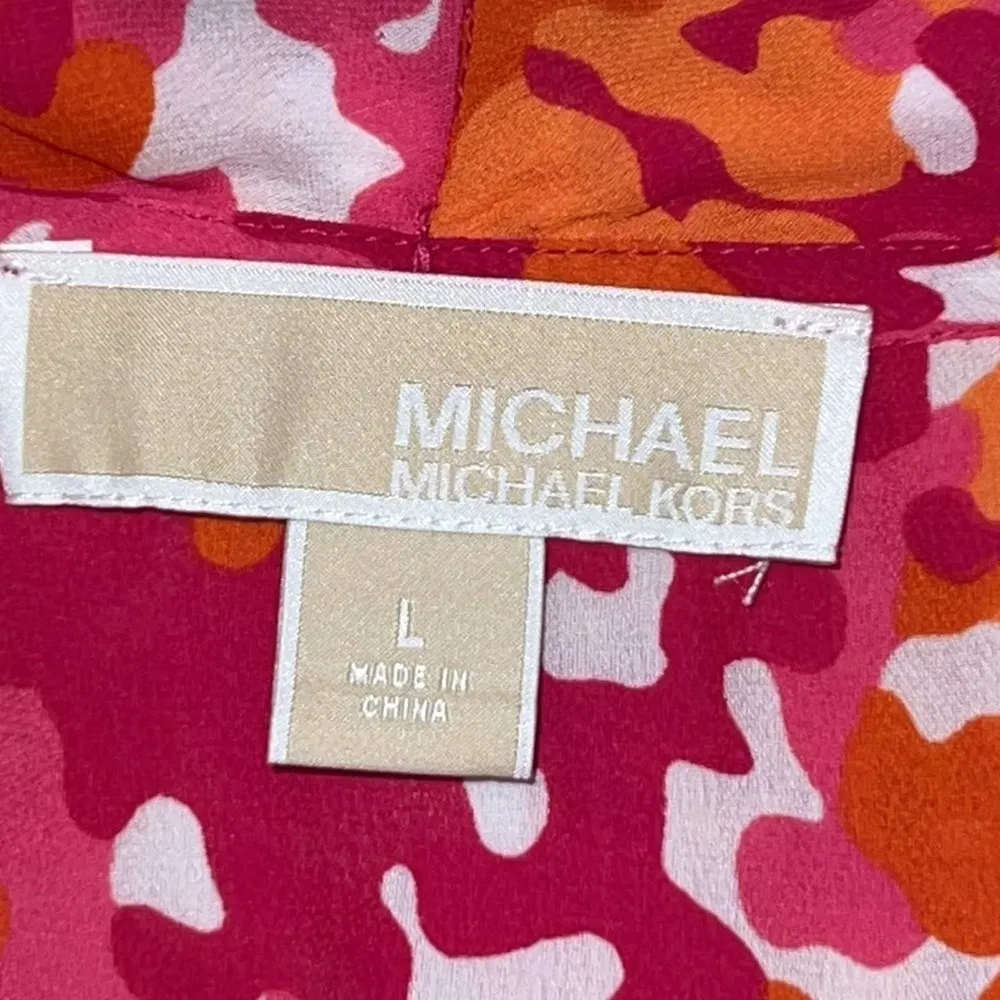 Michael Kors large bright tank sheer lightweight sleeveless elastic FLAW Orange - Image 2