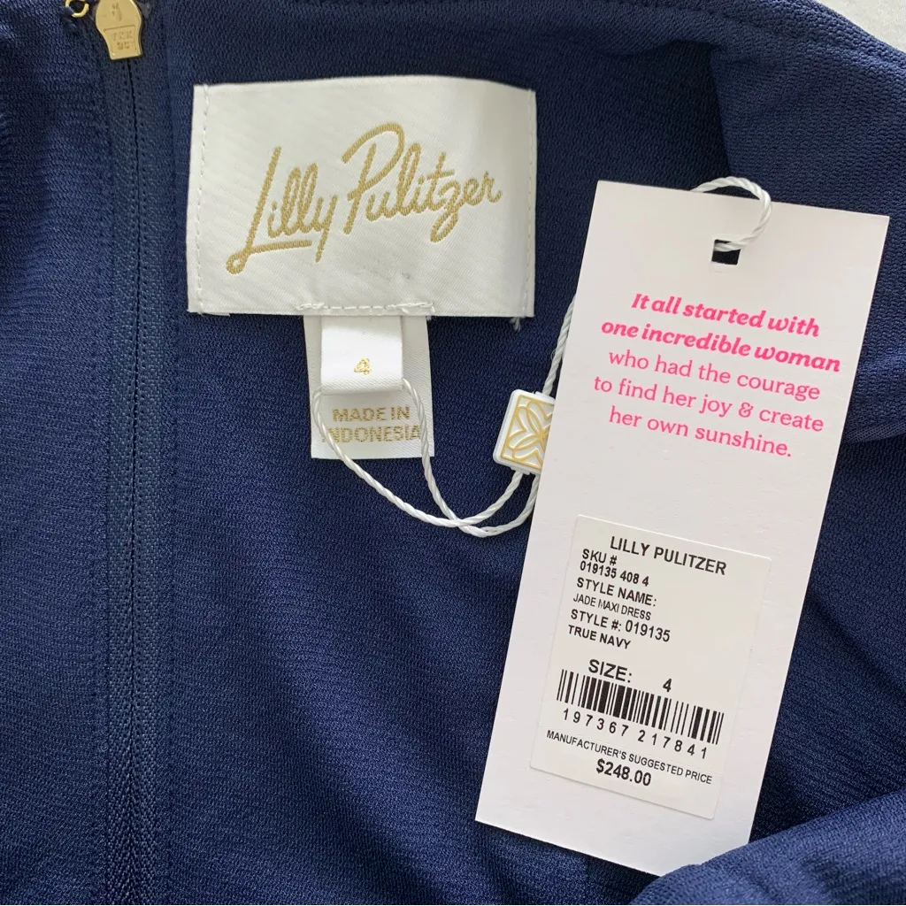 NWT Lilly Pulitzer Jade Rosette Detail Navy Maxi Dress - Image 7