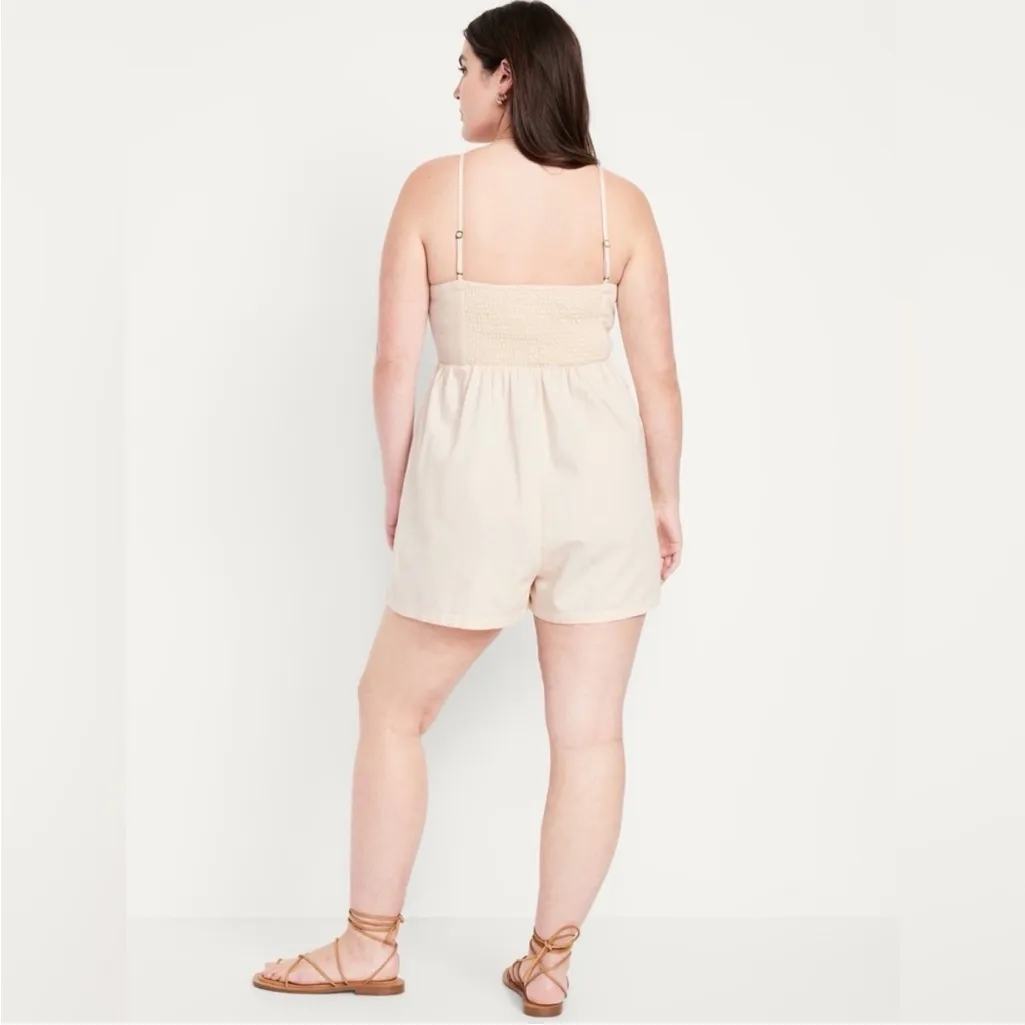 Old Navy Twist Front Keyhole Romper Cream NWT - Image 3