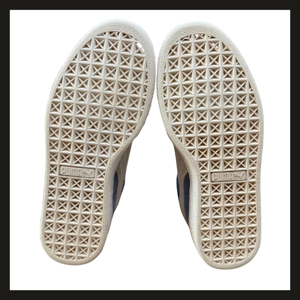PUMA Suede Classic Blue Cream Low Top Sneakers Womens Size 6 | Art 355462-64 EUC - Image 13