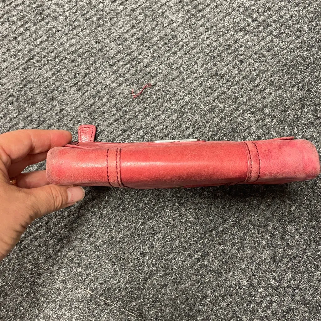 Fossil Vintage Red Leather Wallet Trifold Large Vintage Soft Zipper - Image 2