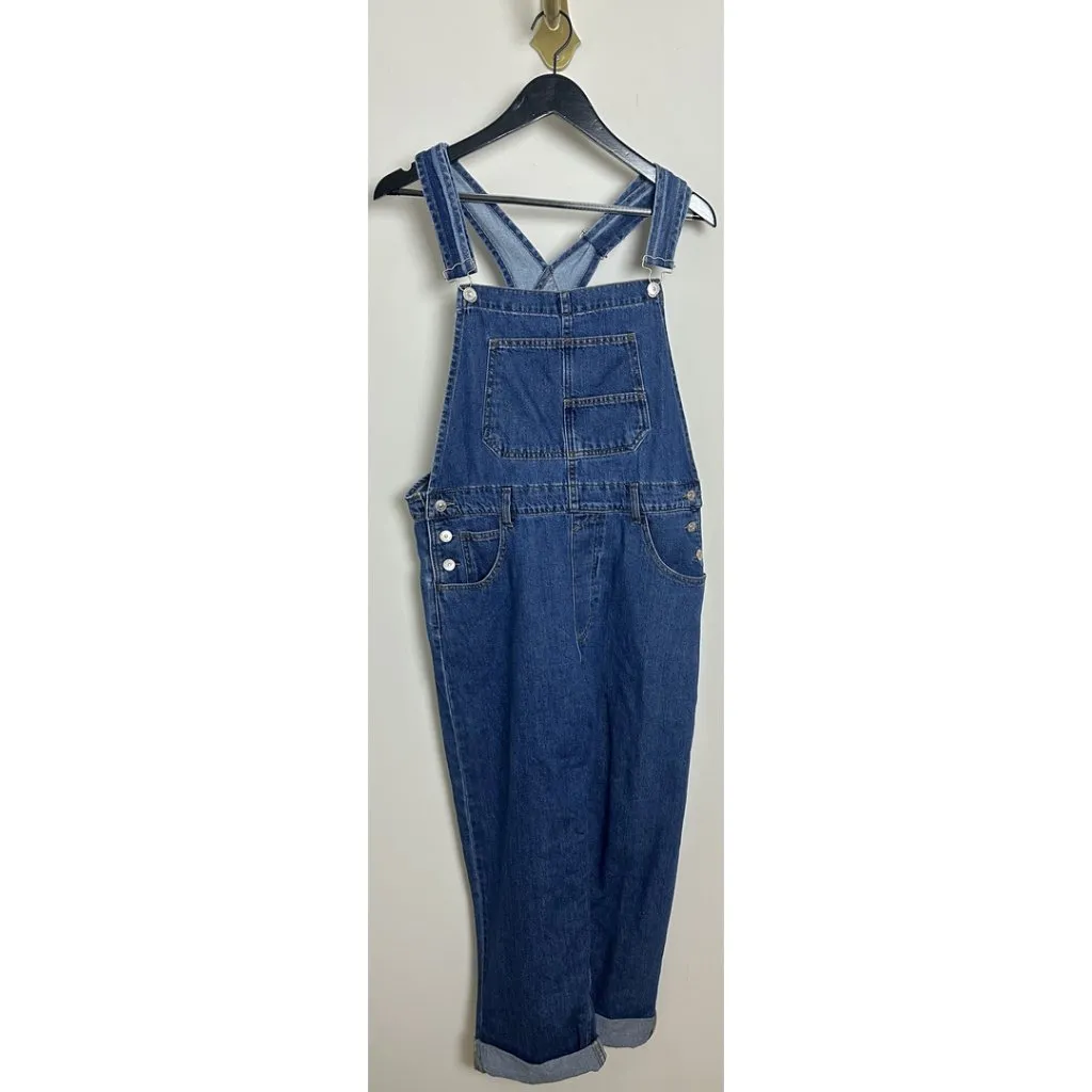 FREE PEOPLE We the Free Ziggy Denim Overalls in Wash Sapphire Blue Size Large - Image 5