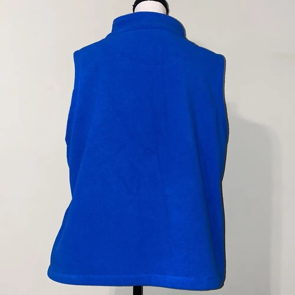 MOUNTAIN LAKE XL womens blue white full zip up vest snowmen trees holiday theme - Image 5