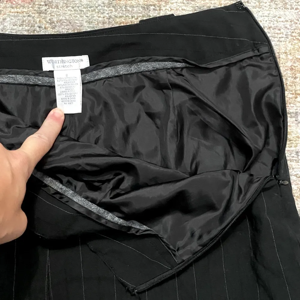 Worthington Stretch Knee Length Pinstriped Skirt - Image 4
