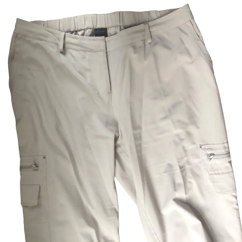 Soma Amelia Tech Cargo Pant Sz. L Roll Up Leg Pockets Beige Lightweight Lounge - Image 2