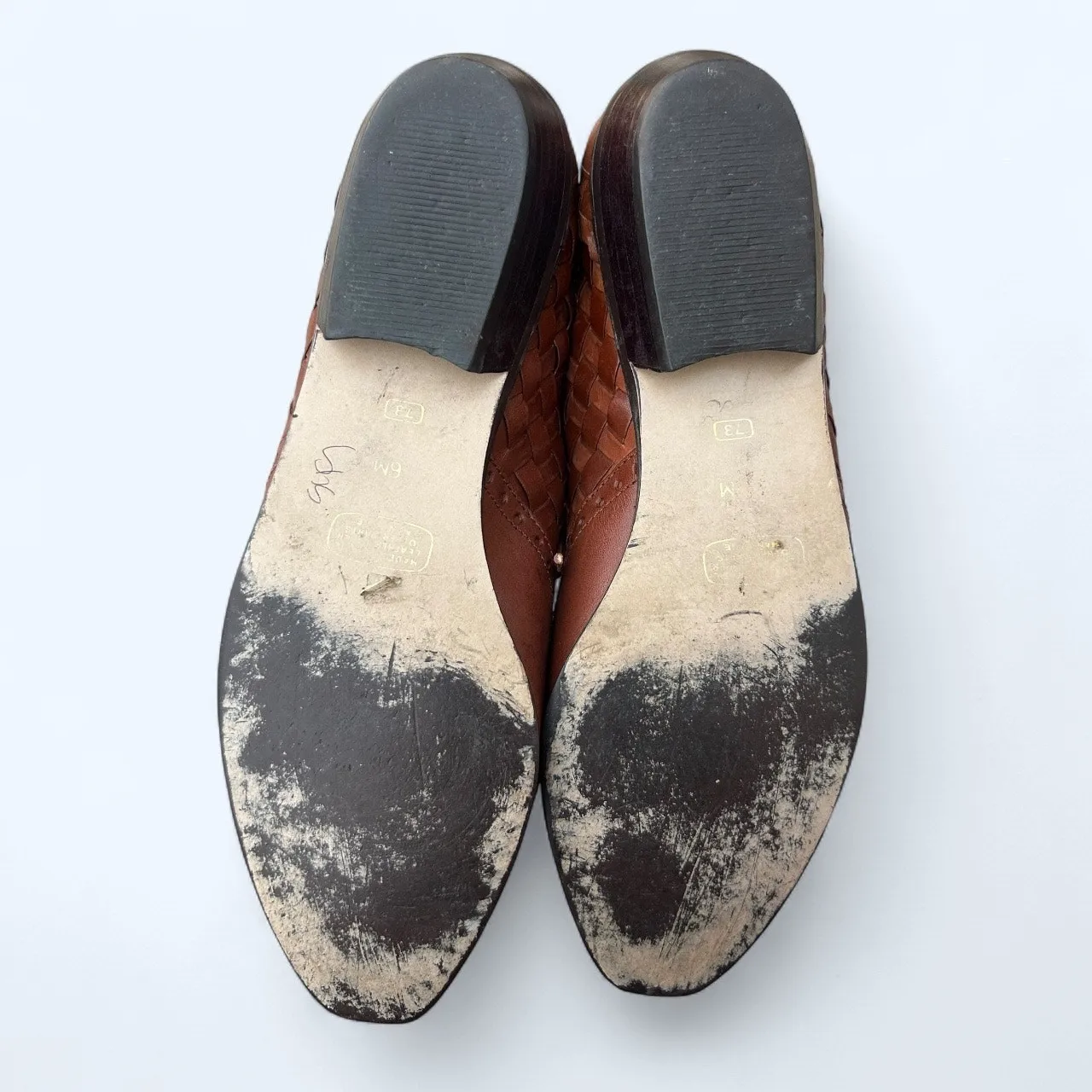 VTG Manelli Woven Pointed Toe Lace Up Oxford Leather Shoes 6 Preppy Hipster Boho Brown - Image 5