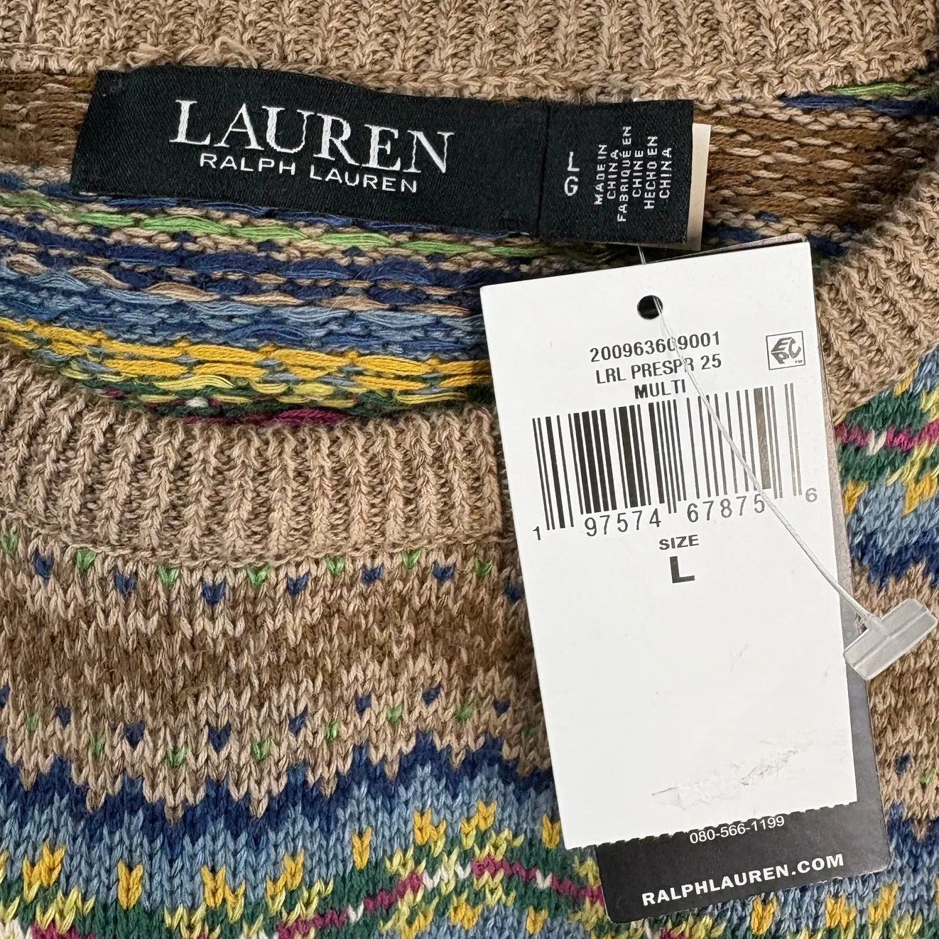 NWT Lauren Ralph Lauren Women's Fair Isle Short-Sleeve Sweater Size L - Image 4