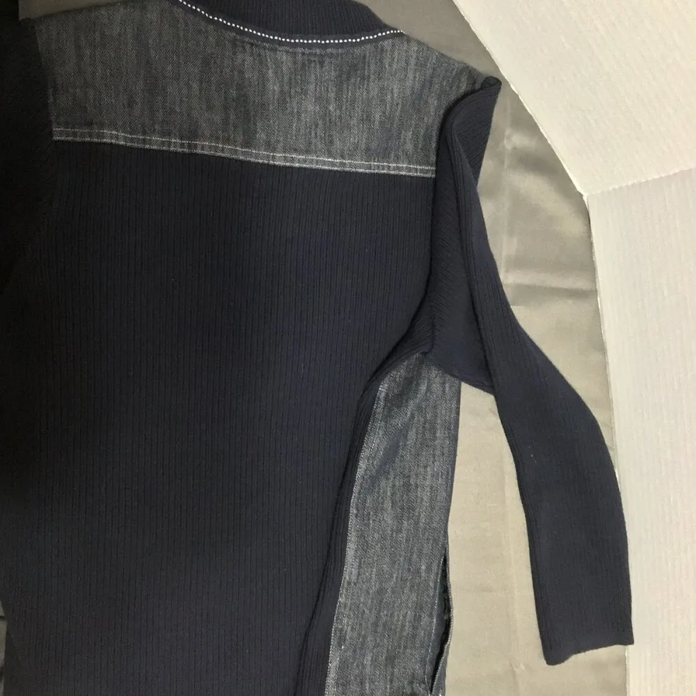 TanJay‎ women’s Gray color block Full Zip Long Sleeve lightweight Jacket Size S Black - Image 5