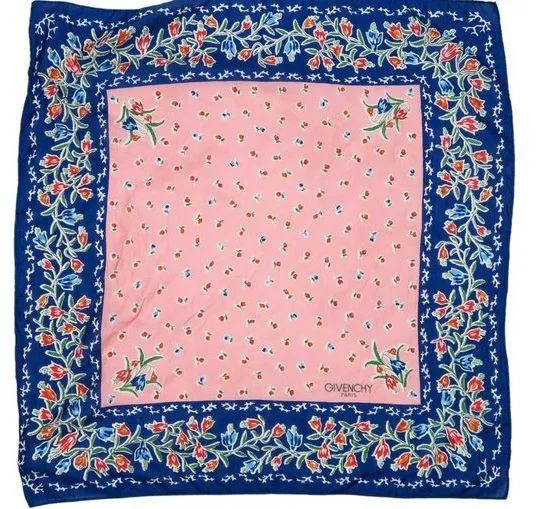 Givenchy Vintage Paris Pink & Blue Floral Scarf Wraps - Image 1