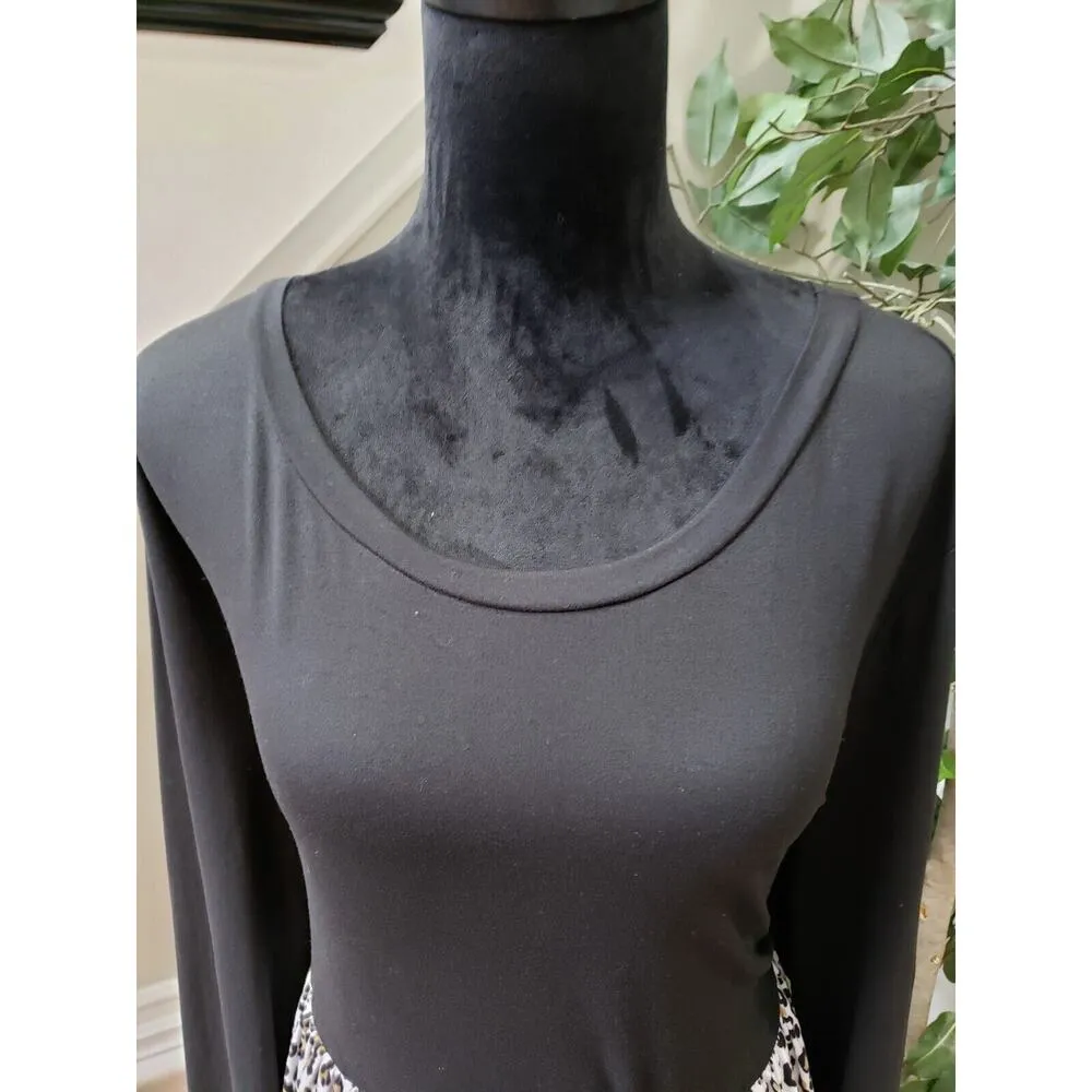 Haptics Womens Black White Polyester Round Neck Long Sleeve Knee Length Dress 2X - Image 11